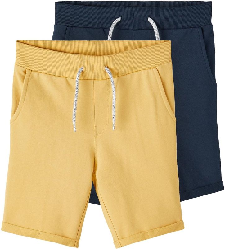 NAME IT jongensshorts 2-pack, Oker/Pack: verpakt met donkere saffier, 92