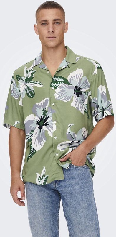 Onsdan - Overhemd - Korte Mouwen - Resort Kraag - Regular Fit