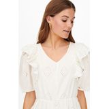 ONLY - ONLIRMA SS DRESS WVN - Jurk - Zwart - Jersey - Borduurdetails en Ruffles