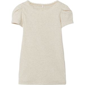 NAME IT MINI Ribgebreid T-shirt NMFKAB met Kant Ecru