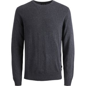 Mann JACK & JONES Dunne lange mouw gebreide trui ronde hals basis trui shirt Jumper JJEEMIL, Colour:Dark Grey, Size:XL