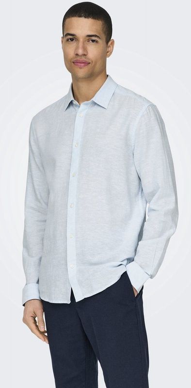 Only & Sons - ONSCAIDEN - Overhemd - Blauwtinten - Katoen/Linnen