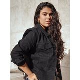 ONLY CARMAKOMA - Denim Jas - Blauw - Knoopsluiting - Kort