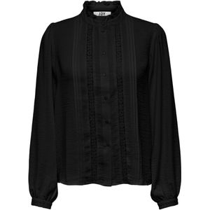JDY - Blouse - Zwart - Kant - Ruches - Lange Mouwen - Regular Fit