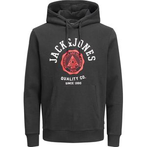 JACK & JONES - Hoodie - Zwart - Slim Fit - Katoenmengsel met Capuchon
