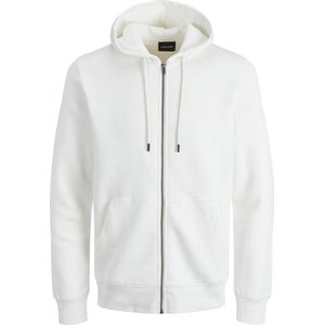 JACK & JONES Star basic sweat zip hood regular fit, heren sweatvest katoenmengsel met capuchon, offwit
