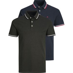 JACK & JONES - Slim Poloshirt - Marineblauw - 100% Katoen - Korte Mouwen