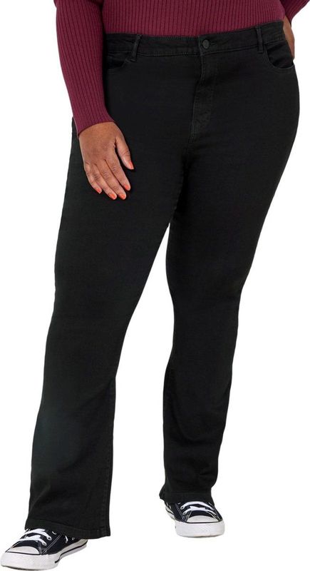 Noisy May Dames Jeans Broeken NMSALLIE HW FLARE CURVE flared Fit Zwart Volwassenen