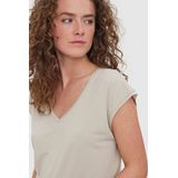 T-shirt - Effen - V-hals - TENCEL™ Modal - Losse Pasvorm - Kwartmouw