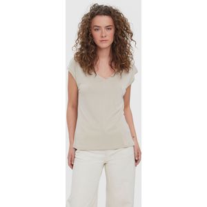 T-shirt - Effen - V-hals - TENCEL™ Modal - Losse Pasvorm - Kwartmouw