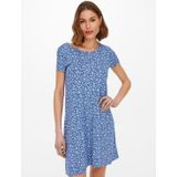 ONLY Dames Onlbera Back Lace Up S/S Jurk JRS Noos, Sterk Blauw/Aop: witte bloemen, M