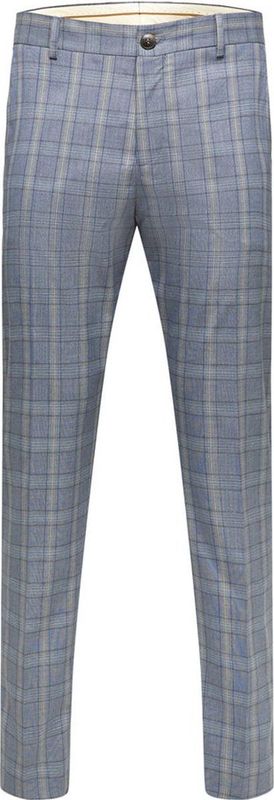 SELECTED HOMME - Slhslim-timelogan - Herenbroek - Lichtblauw - Ruitpatroon