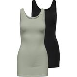 Only - onllive love - Dames Tanktops - 2-pack - Lange Snede - Rekbaar Materiaal