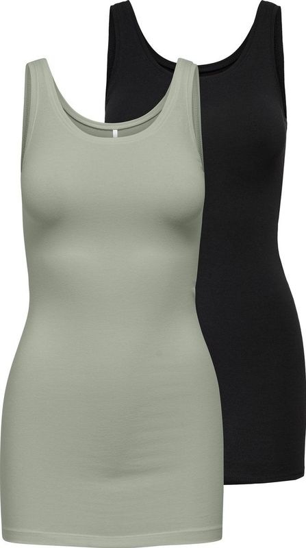 Only - onllive love - Dames Tanktops - 2-pack - Lange Snede - Rekbaar Materiaal