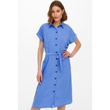 Blousejurk - Korte Mouwen - Midi-lengte - Regular Fit - Riem in Taille