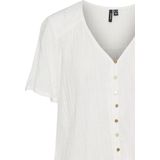 Vero Moda - VMSATINA SS TOP WVN BTQ - Dames T-shirt - Korte Mouwen - V-hals