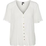 Vero Moda - VMSATINA SS TOP WVN BTQ - Dames T-shirt - Korte Mouwen - V-hals