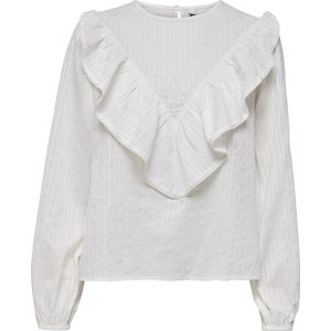 JdY - JDYSONAL L/S FRILL TOP - Dames T-shirt - Katoen - Zwart