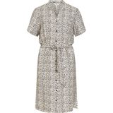 Object - Maat 42 - OBJSELINE S/S SHIRT DRESS NOOS Dames Jurk Sandshell Black Dots