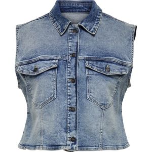 ONLY CARMAKOMA CARREX - Blouse - Lichtblauw - Denim - Spijker Gilet