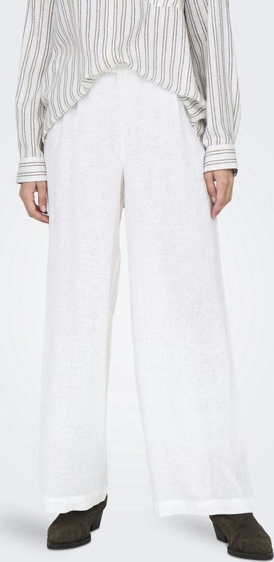 Only Broek Onltokyo Hw Linen Blend St Pant Pnt 15259590 Bright White Dames