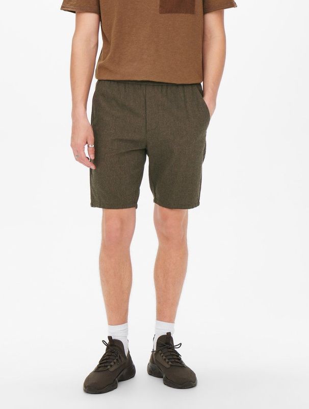 Onslinus - Mid Waist Tapered Fit Shorts - Katoen - Knielengte - Zijzakken