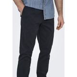 ONLY & SONS Heren chinobroek ONSCAM taps toelopende chinobroek, navy, 32W / 32L