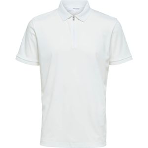 Selected Homme Slhfave Zip Ss Polo B Polo's T-shirts - Wit