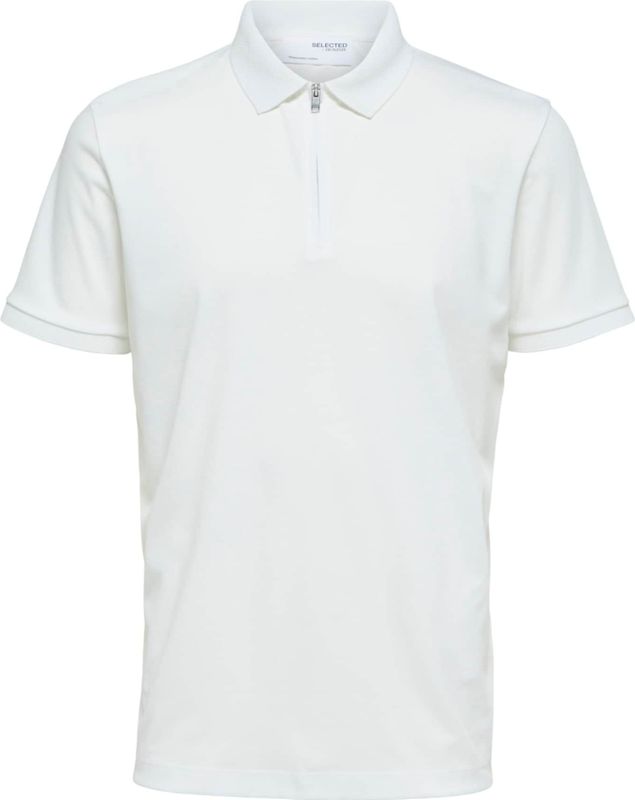 Selected Homme Slhfave Zip Ss Polo B Polo's T-shirts - Wit