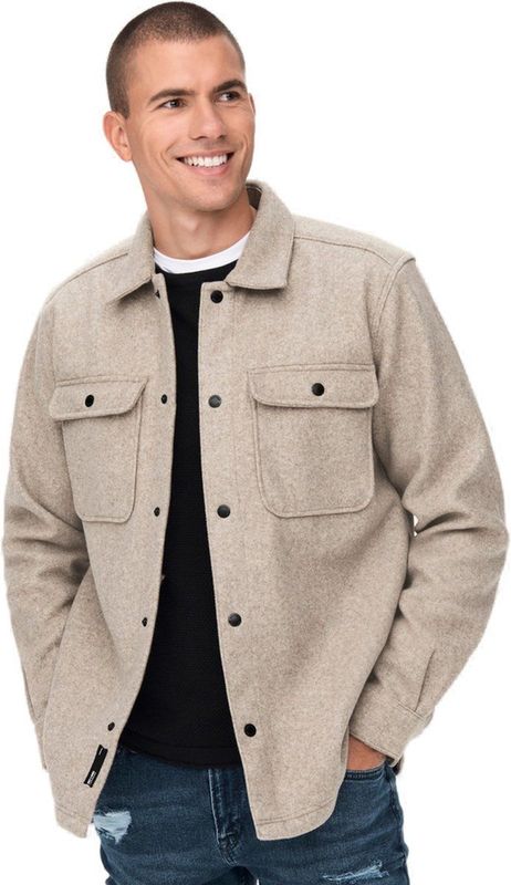 ONLY & SONS - Casual Overhemd - Blauw - 100% Polyester