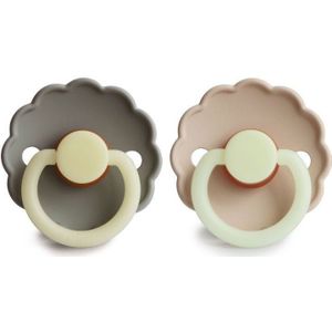 Frigg - Fopspeen Daisy Night - Portobello/Croissant - 100% Medische Siliconen - 2 Stuks