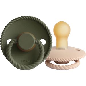 FRIGG Rope Fopspeen 2-Pack - Natuurrubberen - BPA-vrij - Croissant/Olive