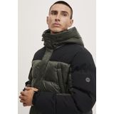 BLEND - Winterjas - Donkergroen / Zwart - Gewatteerde Jas - Met Gevoerde Capuchon