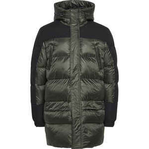 BLEND - Winterjas - Donkergroen / Zwart - Gewatteerde Jas - Met Gevoerde Capuchon