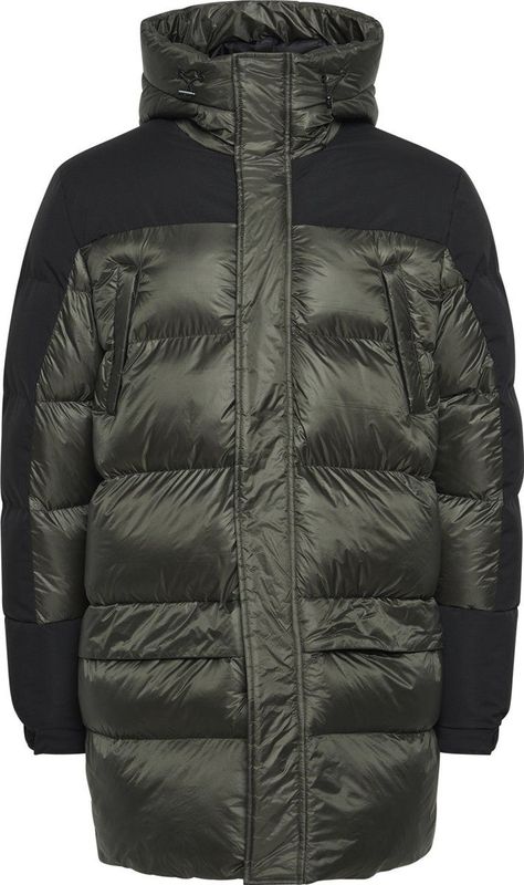 BLEND - Winterjas - Donkergroen / Zwart - Gewatteerde Jas - Met Gevoerde Capuchon