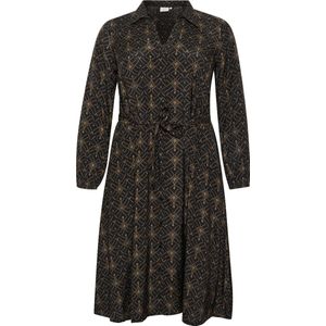 Kaffe - Curve KCmirana Dress - Dames Jurk - A-lijn - Lange Mouwen - Over de Knieën