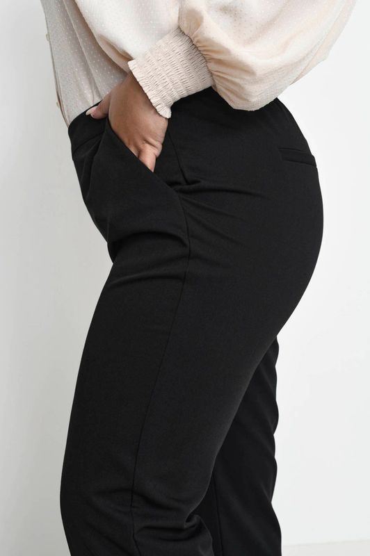 Kaffe Curve - Straight-Leg Broek - Zwart - Elastische Tailleband - Kwaliteitsstof