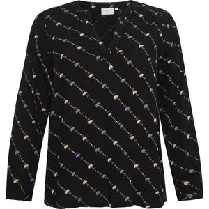 KAFFE CURVE Blouse 'Lenna Tilly'  beige / smoky blue / bruin / zwart