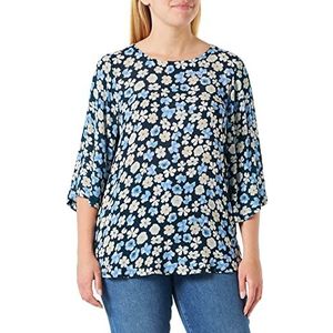 KAFFE Damesblouse, vleugelmouwen, regular fit, Katara Amber, Midnight/Blue Flower Print, 36