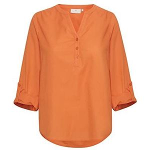 KAFFE Damesblouse met lange mouwen, regular fit, Kamajse damesblouse, Vermillion Oranje, 38