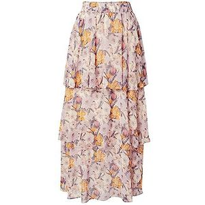KAFFE Dames A-Line Kasorita Maxi Skirt Dames, Beige/Roze/Oranje Bloem, 34 NL