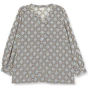 Kaffe Curve Kcsonna damesblouse, Graphic Black/Regatta Print, 46 grote maten