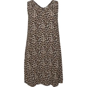 Kaffe Curve Plus-Size Shift-jurk voor dames, knielang, mouwloos, V-hals, Veer Gray Leo Print, 48 (L)