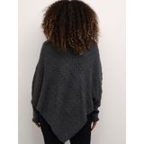 Cream - Poncho - Grijs - Gebreid - Asfalt Melange - Losvallend Ontwerp