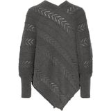 Cream - Poncho - Grijs - Gebreid - Asfalt Melange - Losvallend Ontwerp