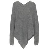 Cream - Poncho - Grijs - Gebreid - Asfalt Melange - Losvallend Ontwerp