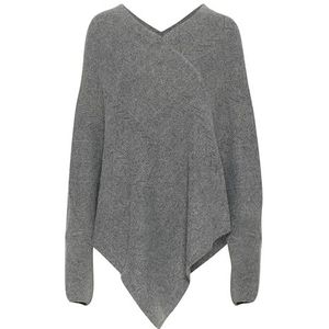 Cream - Poncho - Grijs - Gebreid - Asfalt Melange - Losvallend Ontwerp