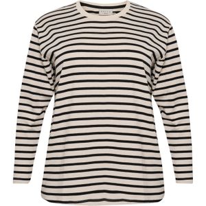 Longsleeve - Gestreept - Jersey - Losvallend Model - Ronde Hals