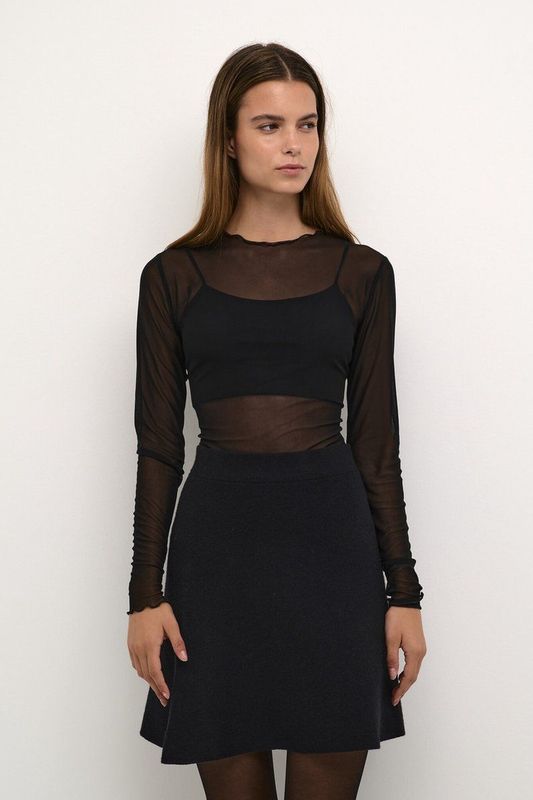 Karen by Simonsen - Deshkb Ls Tee - Mesh Top - Zwart - Lange Mouwen