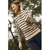 Kaffe Trui Kamala Stripe Knit Pullover 10506891 Feather Gray Melange/black Dames